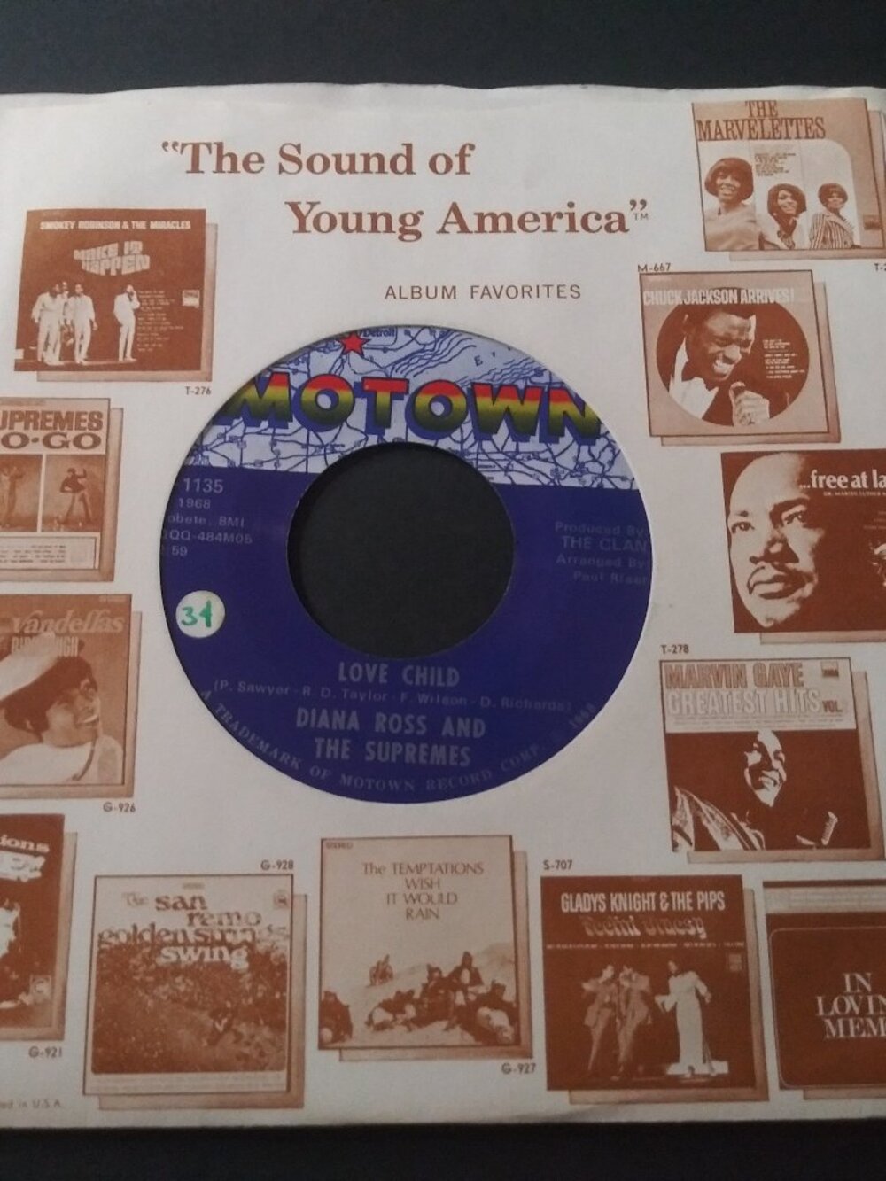 Diana Ross & The Supremes – Love Child NM Original 45RPM Motown 1135 Record 1968